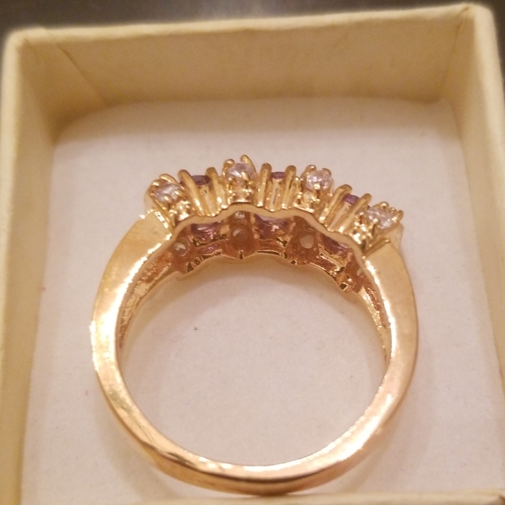 Belle Vie Amethyst 14K Gold-Filled Baguette Ring - Picture 7 of 8